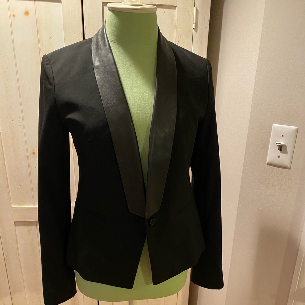 Faux Leather detailed blazer